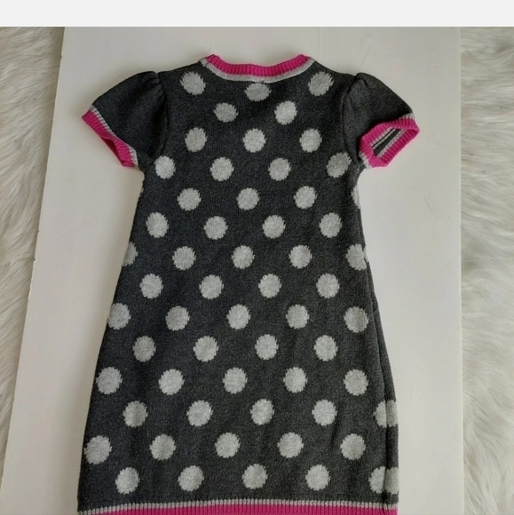 Mayoral Chic Short Sleeve Gray Pink Polka Dot Sweater Dress Size 4 Pullover EUC - Picture 9 of 11
